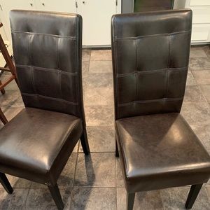 Set of brown leather chairs